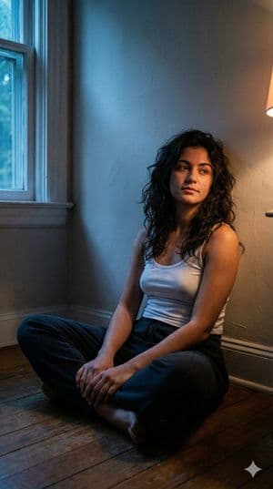 Cinematic Low-Light Night Portrait AI prompt example (Nano Banana)