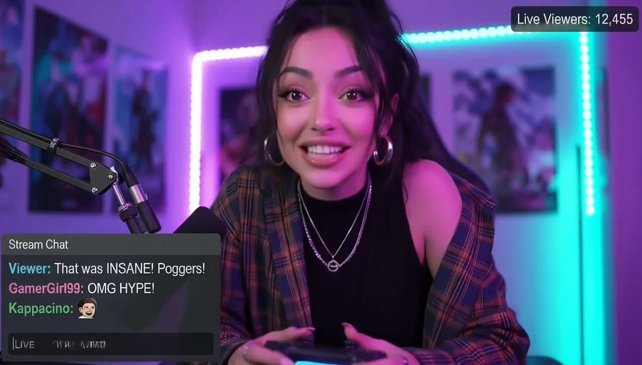 Live Stream Reaction: Gamer's Neon-Lit Joy